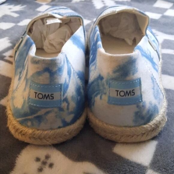 Toms Womens Classic Blue Tie Dye Alpargata Canvas Slip On Flats Size 10 - Picture 6 of 10